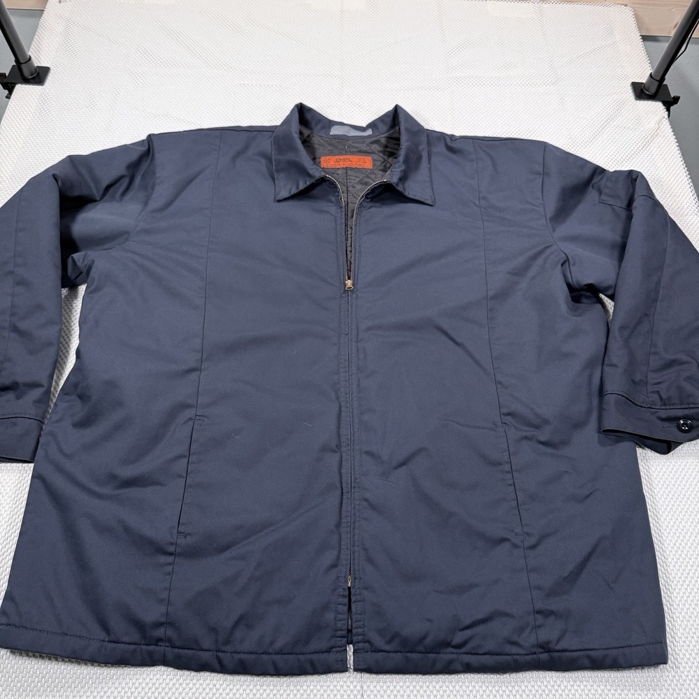 Cintas Mens 3XL Long Navy Blue Quilted Lined Work Jacket Full Zip USA Made